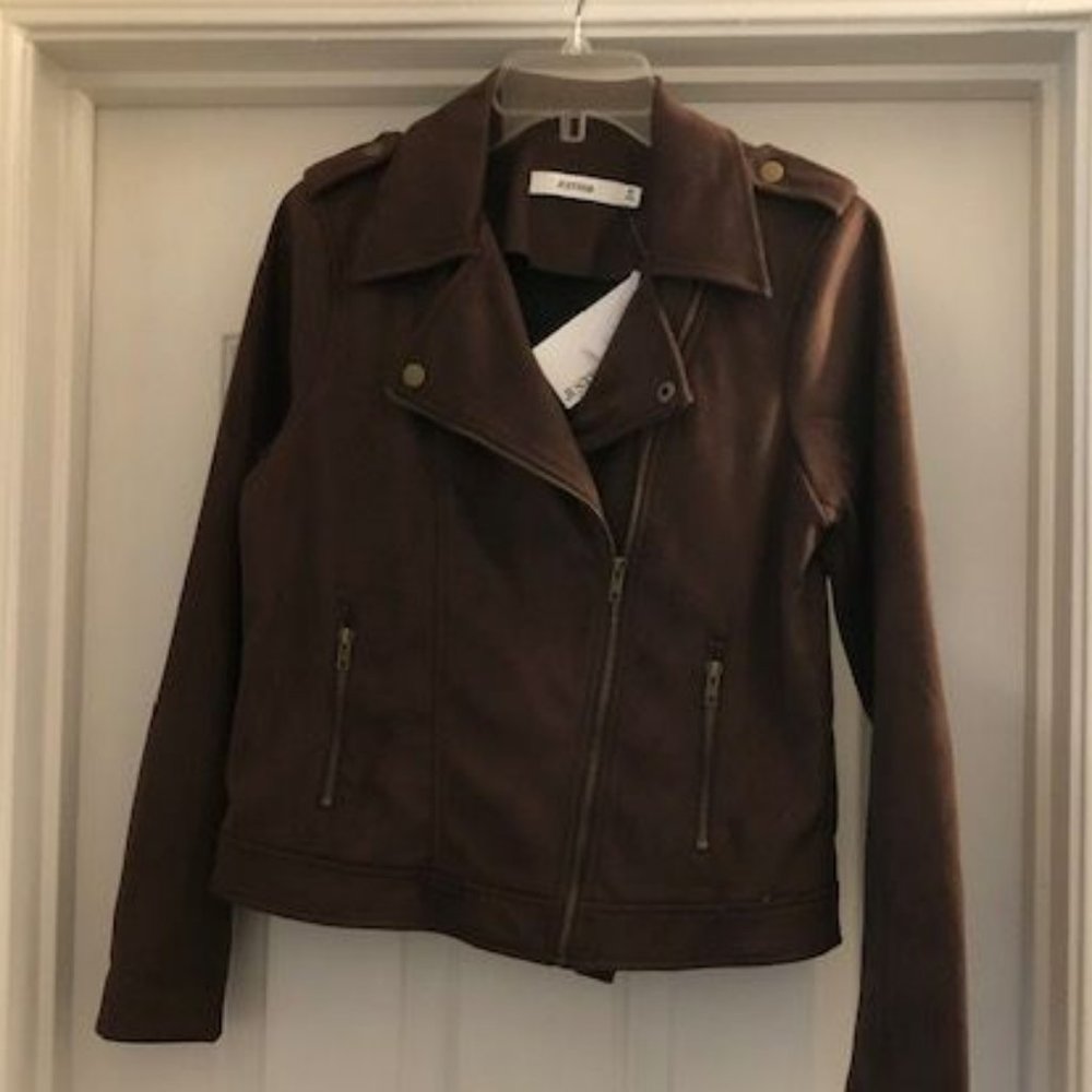 NWT Just Fab Faux Brown Suede Jacket - XS